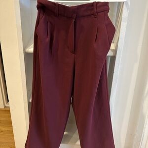 Burgundy High-Waisted Trousers